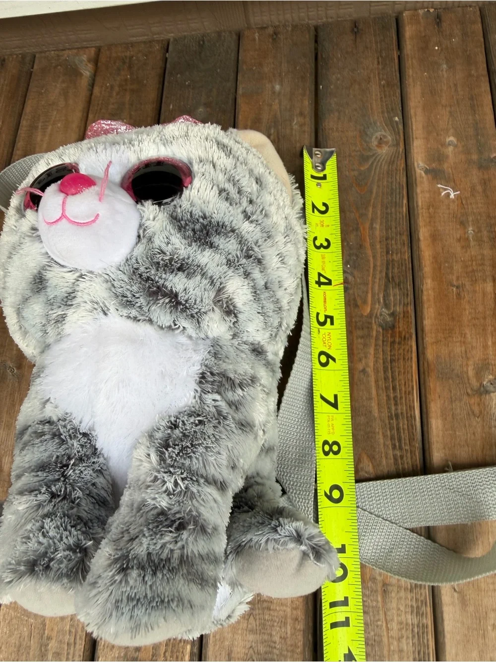 Ty Gray and Pink Plush Kitty Backpack